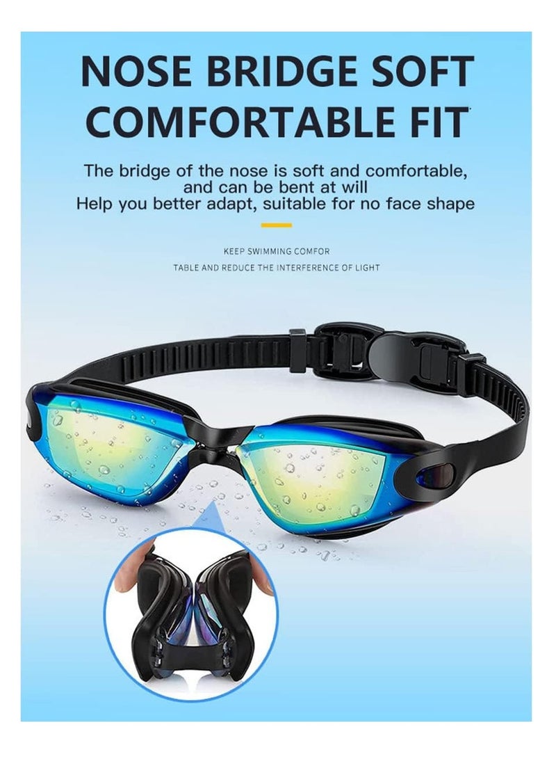 ECVV نظارات سباحة مضادة للضباب من ECVV، لا تتسرب، حماية من الأشعة فوق البنفسجية، تناسب النساء والرجال والبالغين والشباب والأطفال، نظارات سباحة واسعة الرؤية مع حزام قابل للتعديل - Image 2