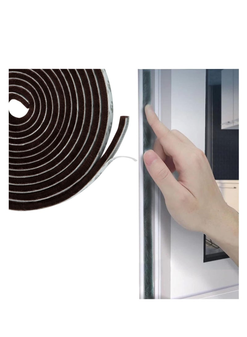 SYOSI شريط عازل للطقس لباب، شريط فرشاة لاصق ذاتيًا لعزل النوافذ والأبواب، عازل باب من الفelt عزل النوافذ شريط عزل يمنع تسرب الهواء للنوافذ والأبواب، المنزل 10م - Image 1