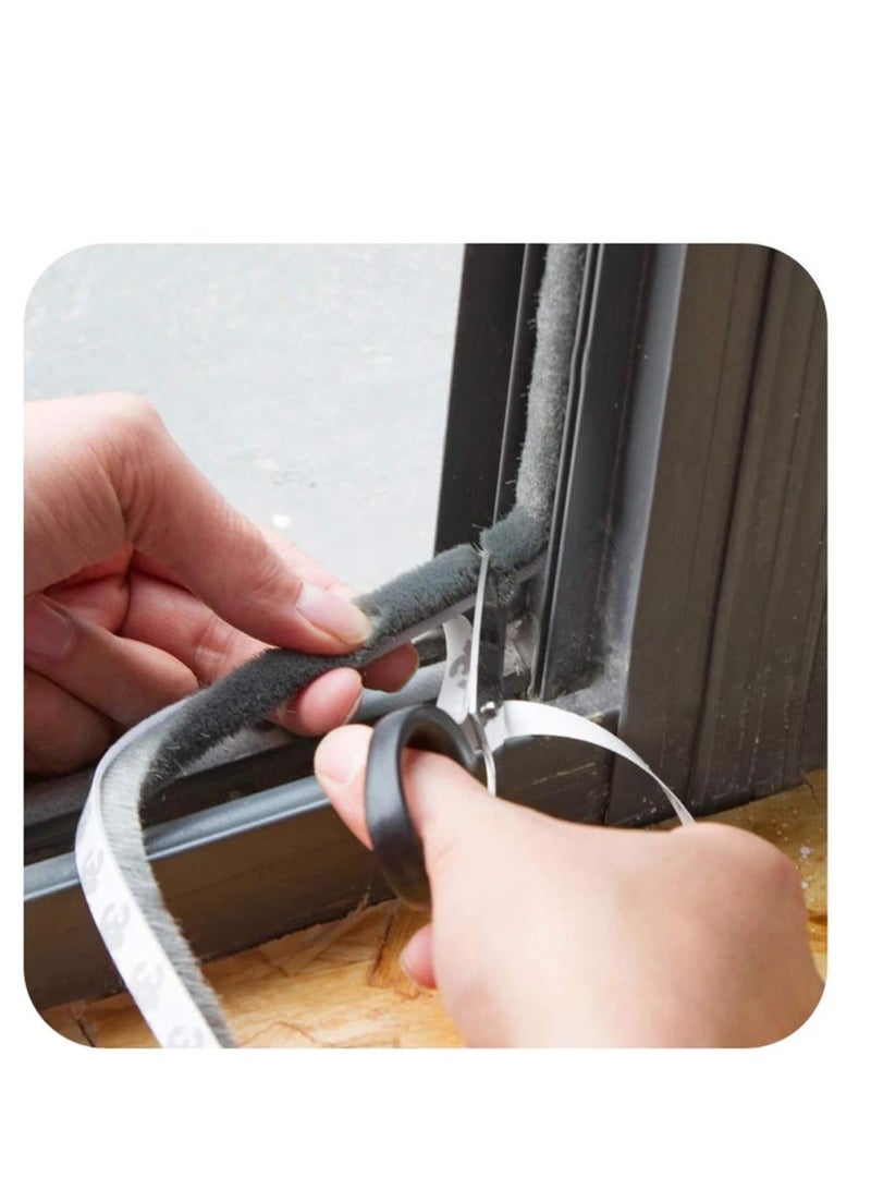 SYOSI شريط عازل للطقس لباب، شريط فرشاة لاصق ذاتيًا لعزل النوافذ والأبواب، عازل باب من الفelt عزل النوافذ شريط عزل يمنع تسرب الهواء للنوافذ والأبواب، المنزل 10م - Image 4