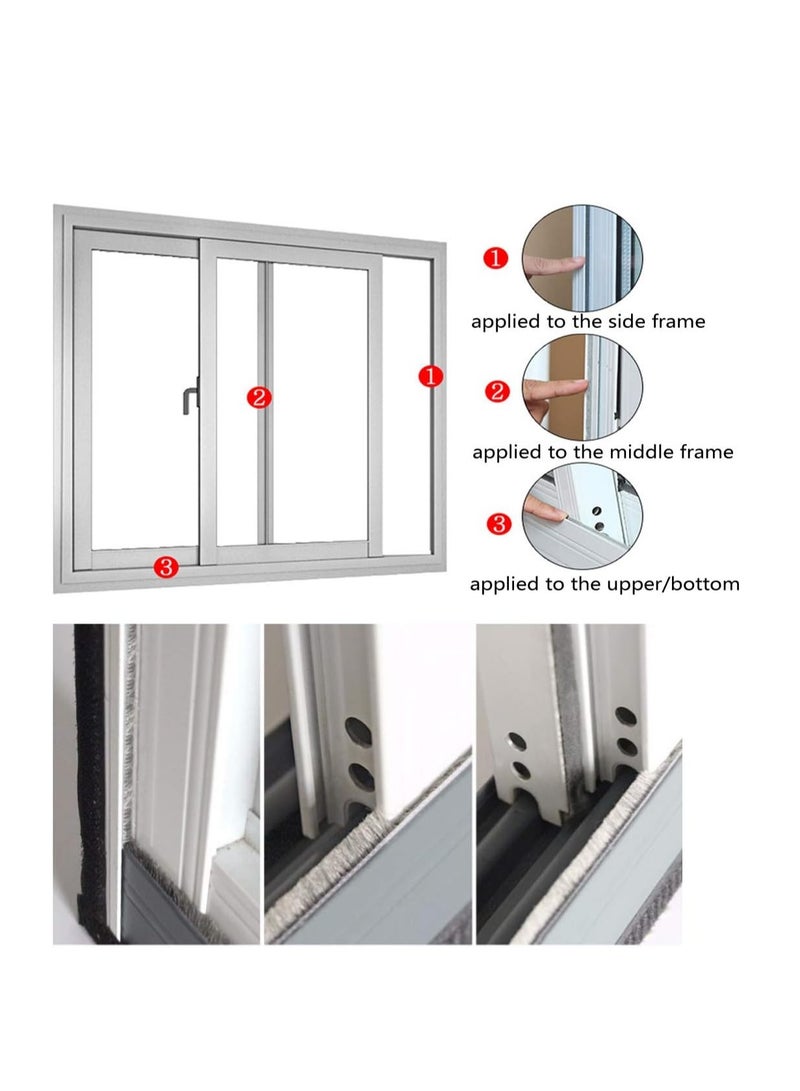 SYOSI شريط عازل للطقس لباب، شريط فرشاة لاصق ذاتيًا لعزل النوافذ والأبواب، عازل باب من الفelt عزل النوافذ شريط عزل يمنع تسرب الهواء للنوافذ والأبواب، المنزل 10م - Image 5