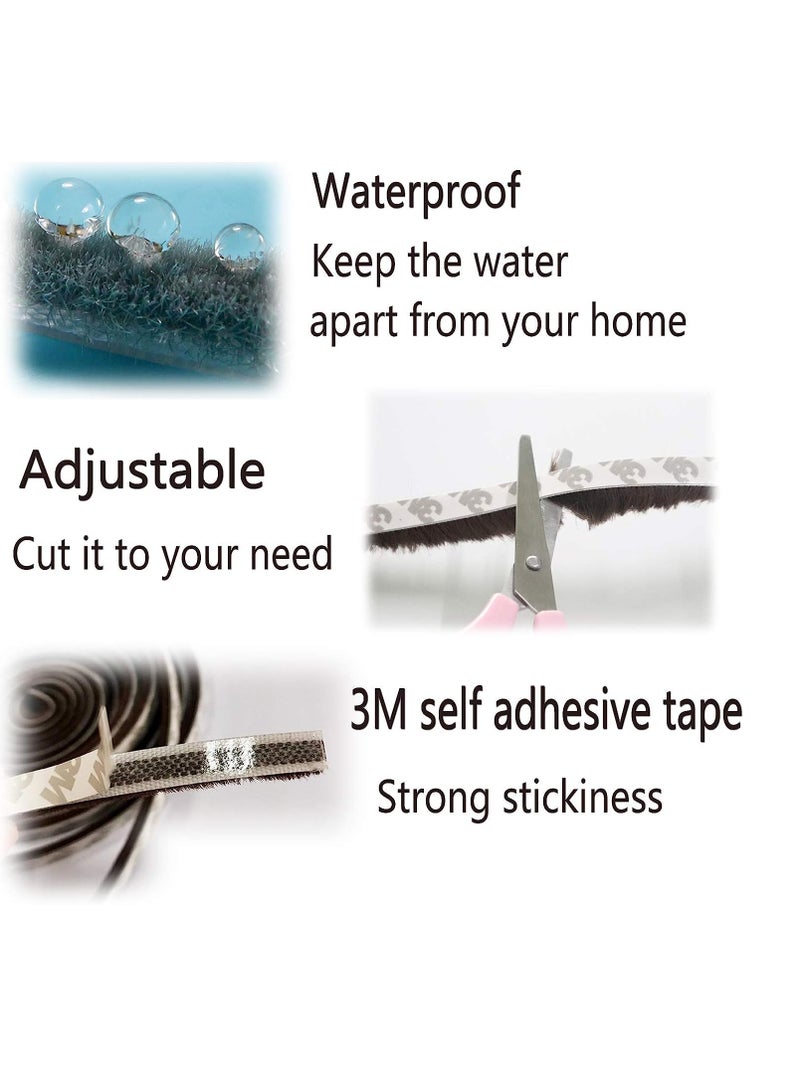 SYOSI شريط عازل للطقس لباب، شريط فرشاة لاصق ذاتيًا لعزل النوافذ والأبواب، عازل باب من الفelt عزل النوافذ شريط عزل يمنع تسرب الهواء للنوافذ والأبواب، المنزل 10م - Image 3
