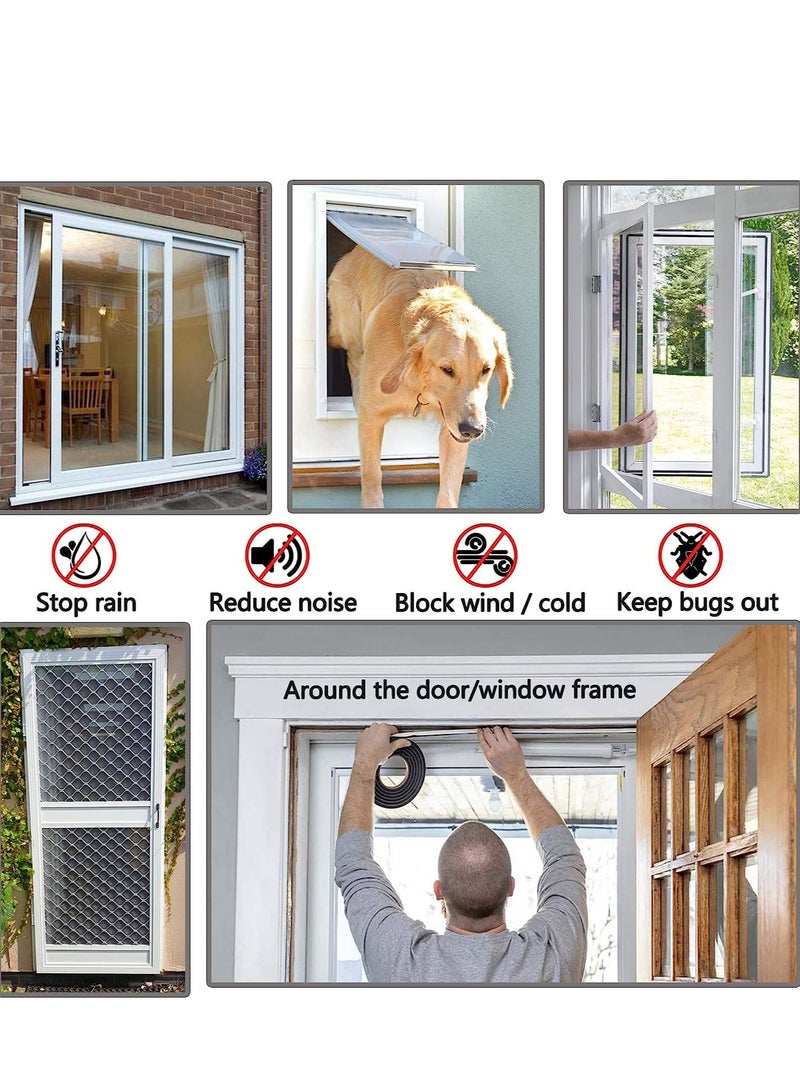 SYOSI شريط عازل للطقس لباب، شريط فرشاة لاصق ذاتيًا لعزل النوافذ والأبواب، عازل باب من الفelt عزل النوافذ شريط عزل يمنع تسرب الهواء للنوافذ والأبواب، المنزل 10م - Image 2