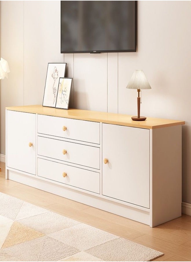 C&C Home Modern TV Stand Entertainment Center For TV Media Console Table TV Stand with Storage Cabinets Three Drawers and Shelves, White & Beige TV Console Cabinet Furniture for Living Room  - Image 3