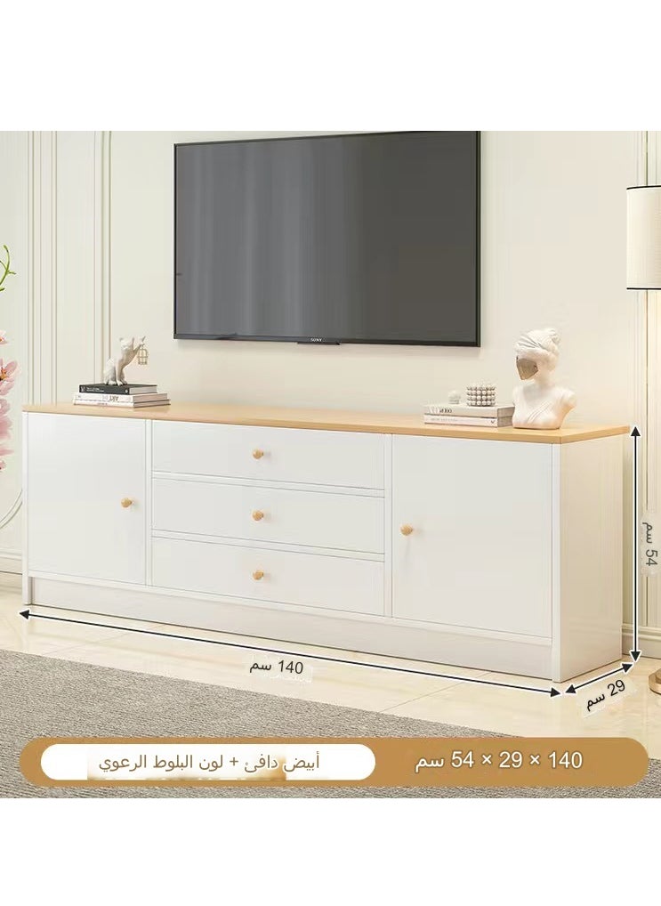 C&C Home Modern TV Stand Entertainment Center For TV Media Console Table TV Stand with Storage Cabinets Three Drawers and Shelves, White & Beige TV Console Cabinet Furniture for Living Room  - Image 5