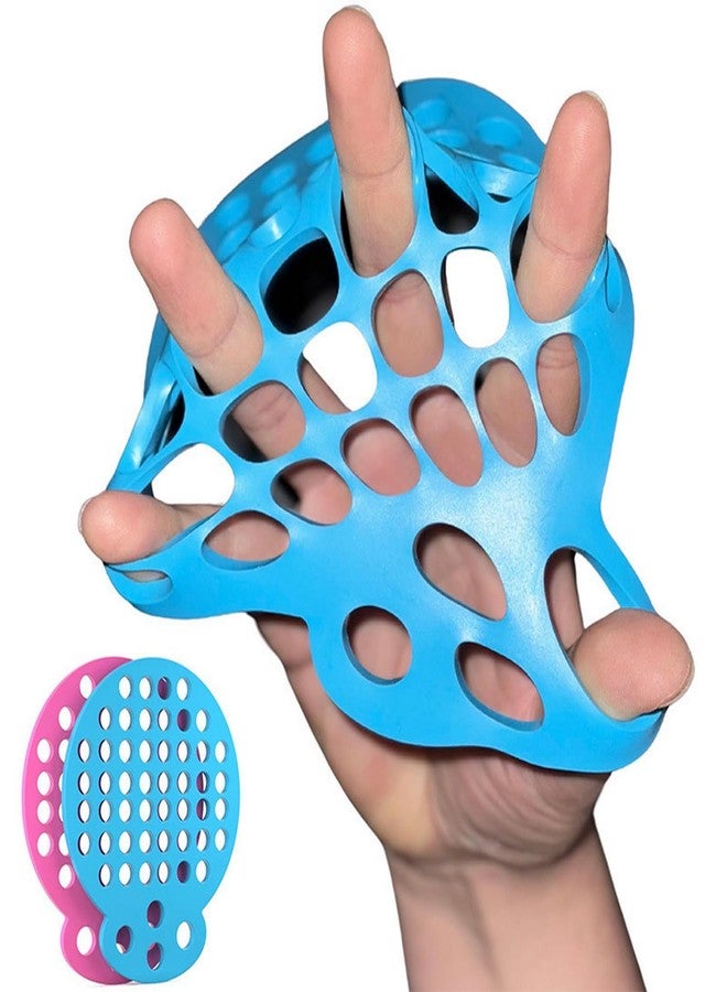 GRITOSE Blue Pink Finger Stretcher Hand Therapy Equipment Exerciser Finger Grip Strengthener Strength Trainer Gripper Set Hand Exercise Power Web with Dual Resistance Levels Exercise Guitar Rock Climbing2pcs - Image 1