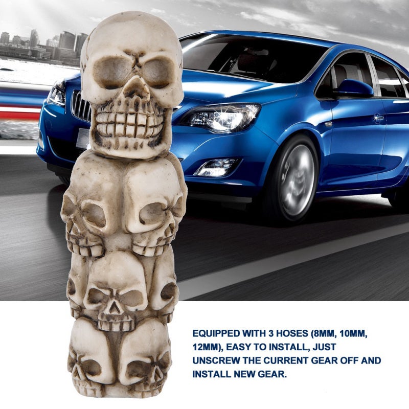 Car Manual Gear Shift Knob: Skeleton Skull Head, Quality Eco-Friendly Non-Toxic Durable Material, Exquisite Craft, Stylish Design, 3 Hoses (8mm, 10mm, 12mm) Easy Installation - Universal Fit for Most - Image 5