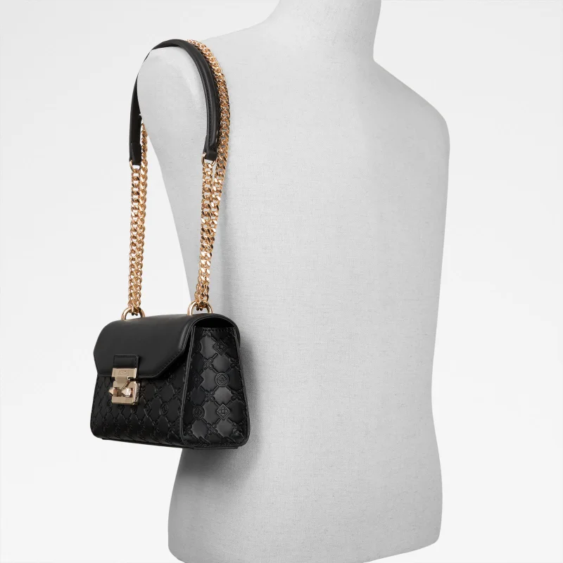 ALDO black CRELALLE Self Patterned Flap Crossbody Bag for Women | Best Price UAE