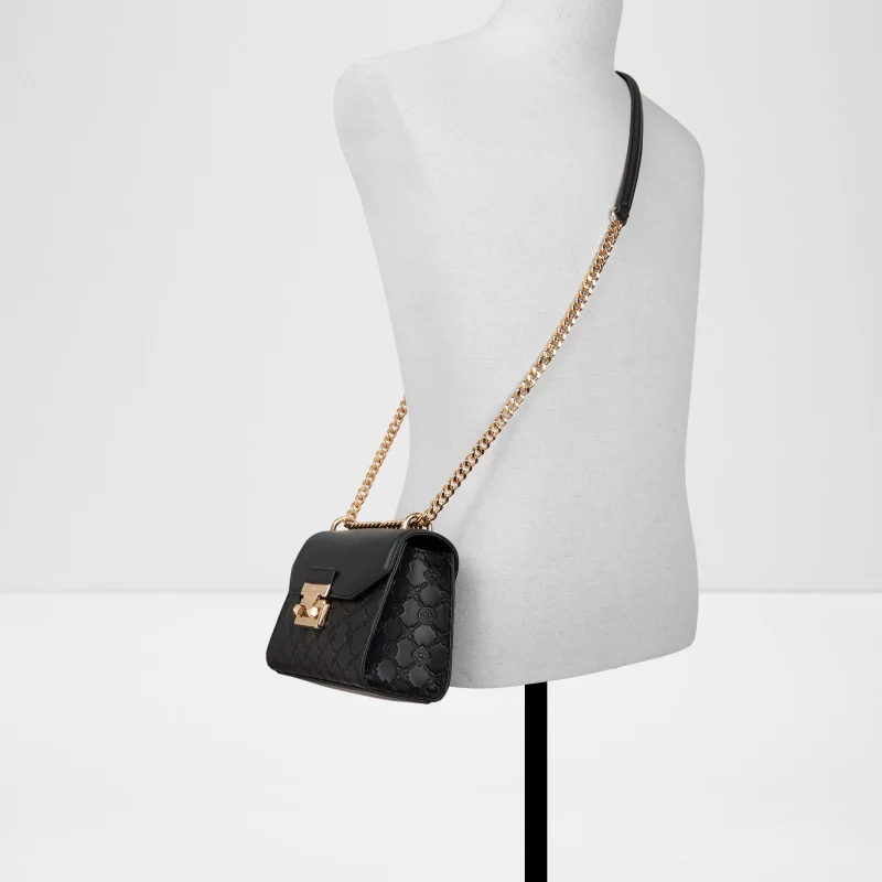 ALDO black CRELALLE Self Patterned Flap Crossbody Bag for Women | Best Price UAE