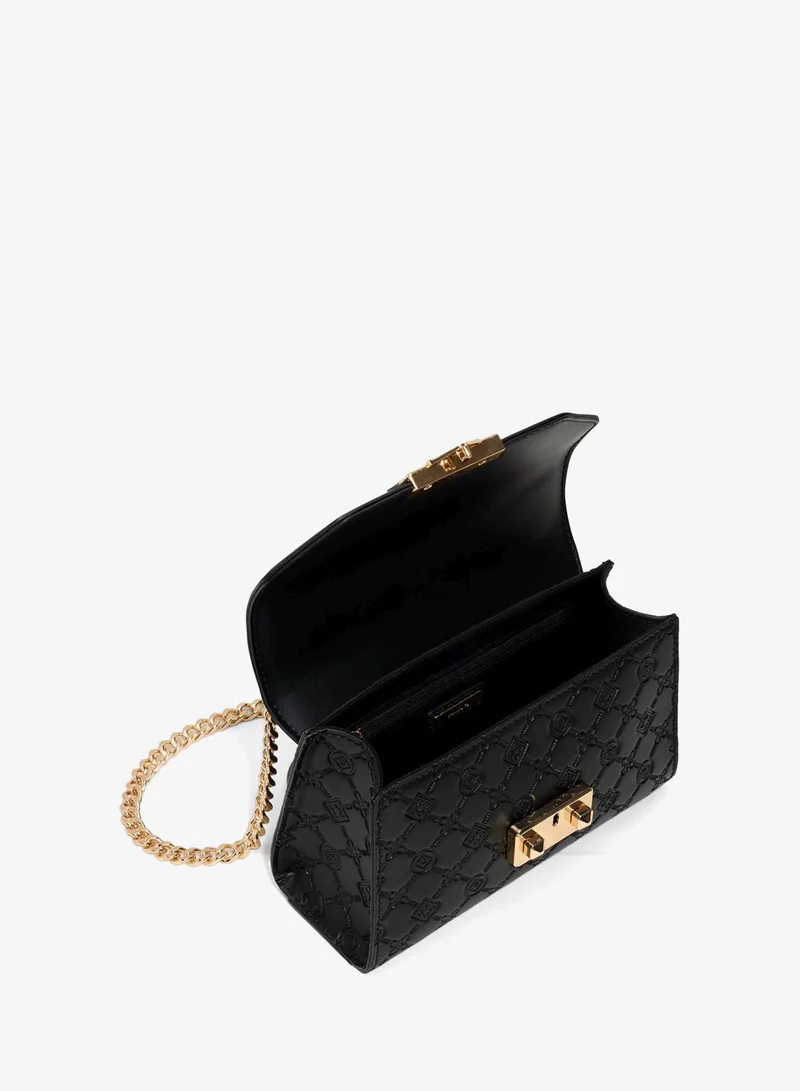ALDO black CRELALLE Self Patterned Flap Crossbody Bag for Women | Best Price UAE