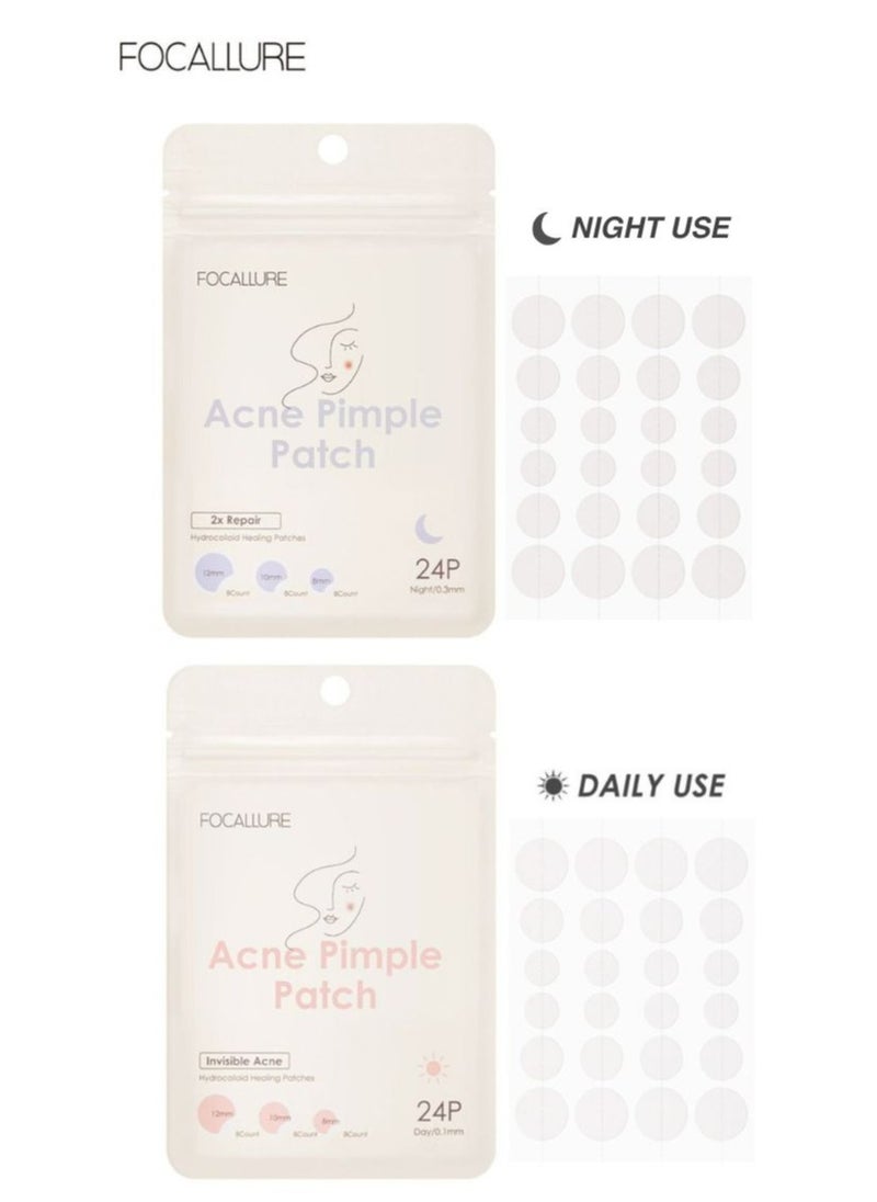FOCALLURE - Invisible Acne Pimple Patch for Day Use and Night Use 2 Pcs (1 of Each) - Image 1