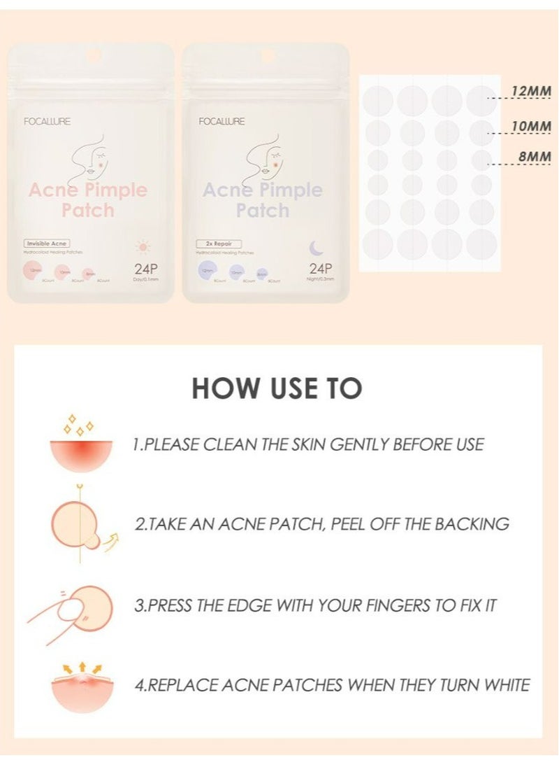 FOCALLURE - Invisible Acne Pimple Patch for Day Use and Night Use 2 Pcs (1 of Each) - Image 1