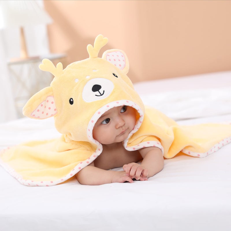 TBEZY Baby Hooded Towel with Unique Animal Design Ultra Soft Thick Cotton Bath Towel for Newborn (Fawn) - Image 3