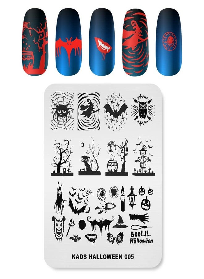 KADS Halloween Nail Plates Nail Stamp Templates Nail Art Stamping Kits with Pumpkin Ghost Skull Bat Image Plates for DIY Decoration (HA005) - Image 1
