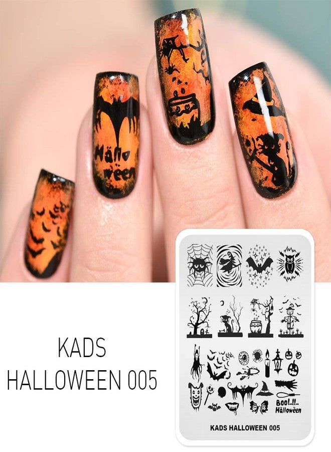 KADS Halloween Nail Plates Nail Stamp Templates Nail Art Stamping Kits with Pumpkin Ghost Skull Bat Image Plates for DIY Decoration (HA005) - Image 2