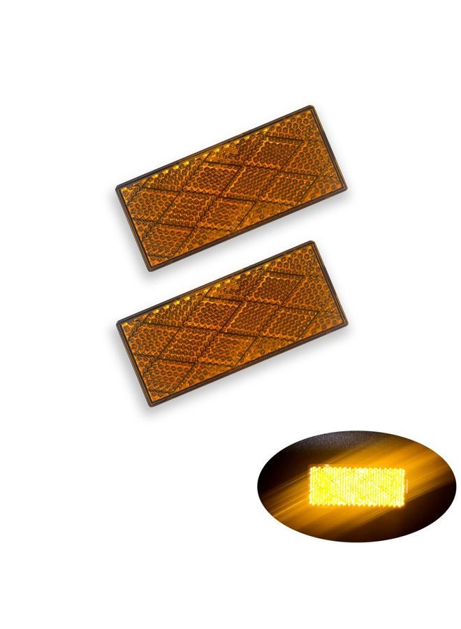 WELNENT E-Mark DOT CCC 2pcs Rectangle Reflector Self Adhesive Stick on Trailer Driveway Mailbox (Amber) - Image 1