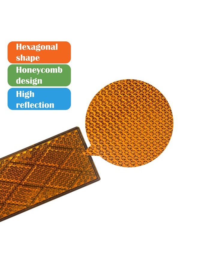 WELNENT E-Mark DOT CCC 2pcs Rectangle Reflector Self Adhesive Stick on Trailer Driveway Mailbox (Amber) - Image 3
