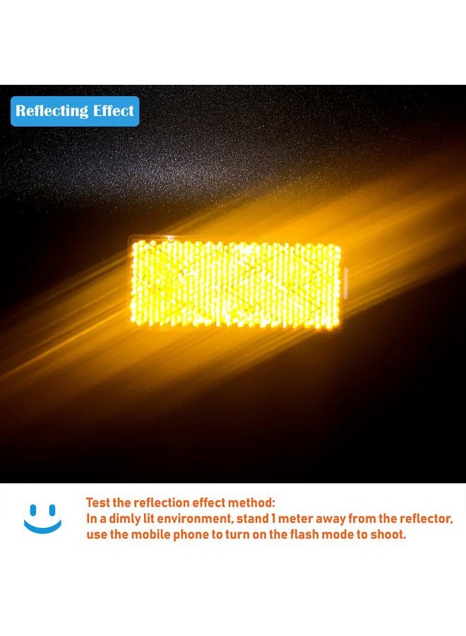 WELNENT E-Mark DOT CCC 2pcs Rectangle Reflector Self Adhesive Stick on Trailer Driveway Mailbox (Amber) - Image 2