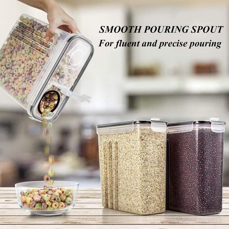 Wildone Wildone Cereal & Dry Food Storage Containers, Airtight Cereal Storage Containers Set of 8 [2.5L / 85.4oz] for Sugar, Flour, Snack, Baking Supplies, Leak-proof with Black Locking Lids  - Image 5