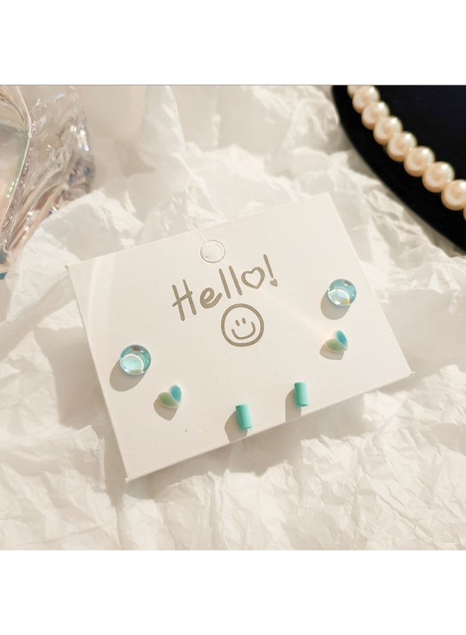 KUYING New Ear Care Non Removable And Non Fading Silver Needle Earring Set