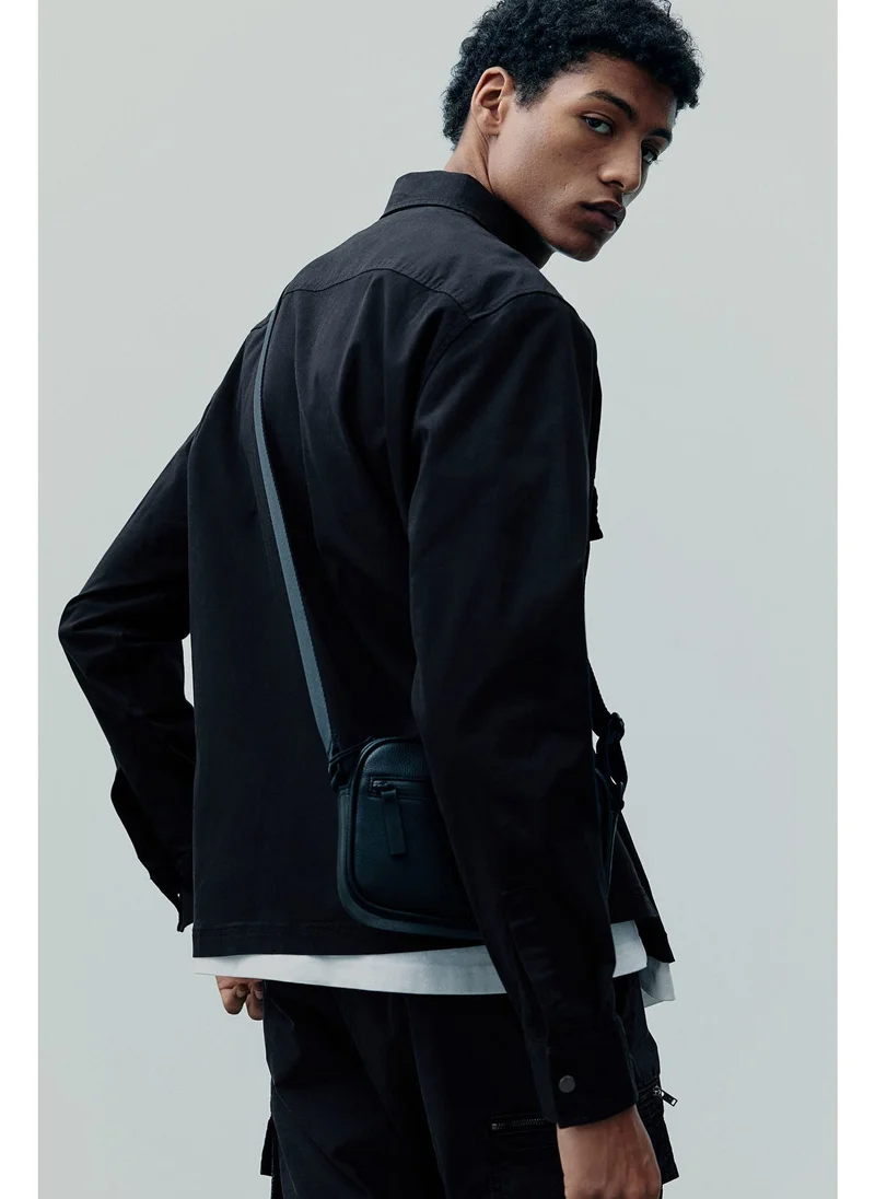 H&M 001-09-090-Black Dark Regular Fit Twill overshirt for Men | Best Price UAE
