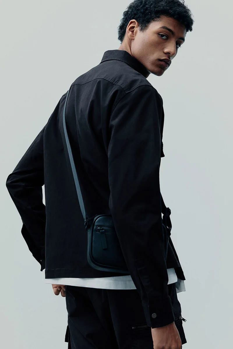 H&M 001-09-090-Black Dark Regular Fit Twill overshirt for Men | Best Price UAE