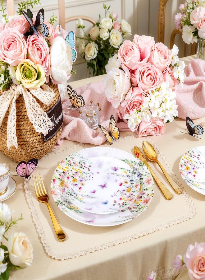 Joyido 60PCS Wildflower Plates Disposable - Floral Plastic Plate - Colorful Spring Party Plate Decorative Include 30 Dinner & 30 Dessert Plates for Bridal Shower Birthday Tea Party - Image 3