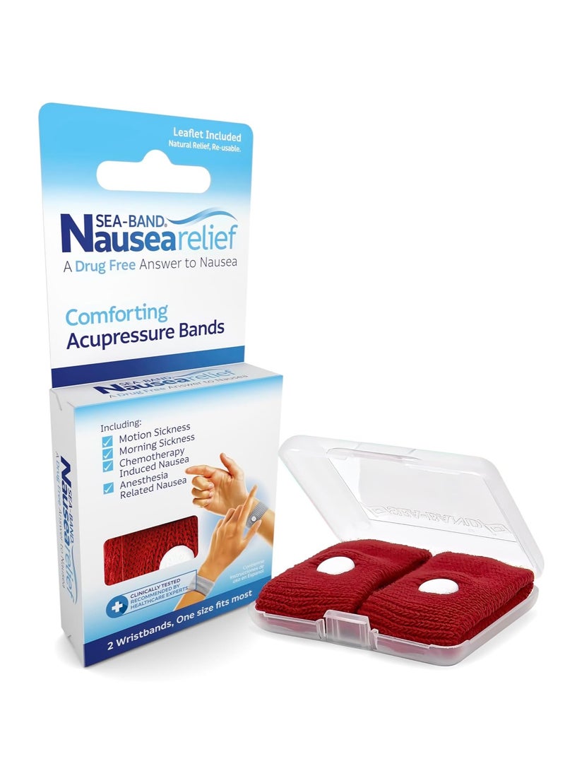 سي-باند سوار معصم مضاد للغثيان بالضغط الإبري لغثيان الحركة والصباح - زوج واحد باللون الأحمر - Image 1