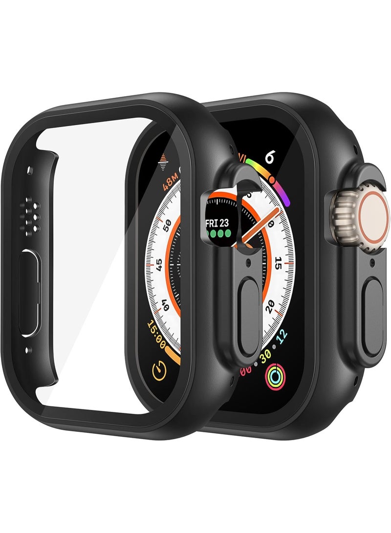 AMROAH Glass Case for Apple Watch Tempered Glass Case Compatible for Apple Watch U2/3 Ultra 49mm, Hard PC Screen Protector Ultra-Thin Lightweight Scratch-Resistant Full Protection Cover for iWatch - Image 1