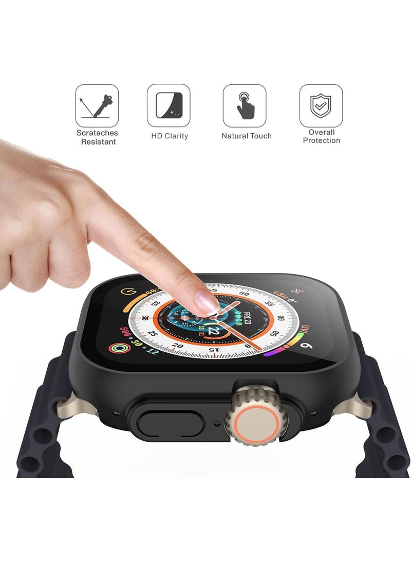 AMROAH Glass Case for Apple Watch Tempered Glass Case Compatible for Apple Watch U2/3 Ultra 49mm, Hard PC Screen Protector Ultra-Thin Lightweight Scratch-Resistant Full Protection Cover for iWatch - Image 2