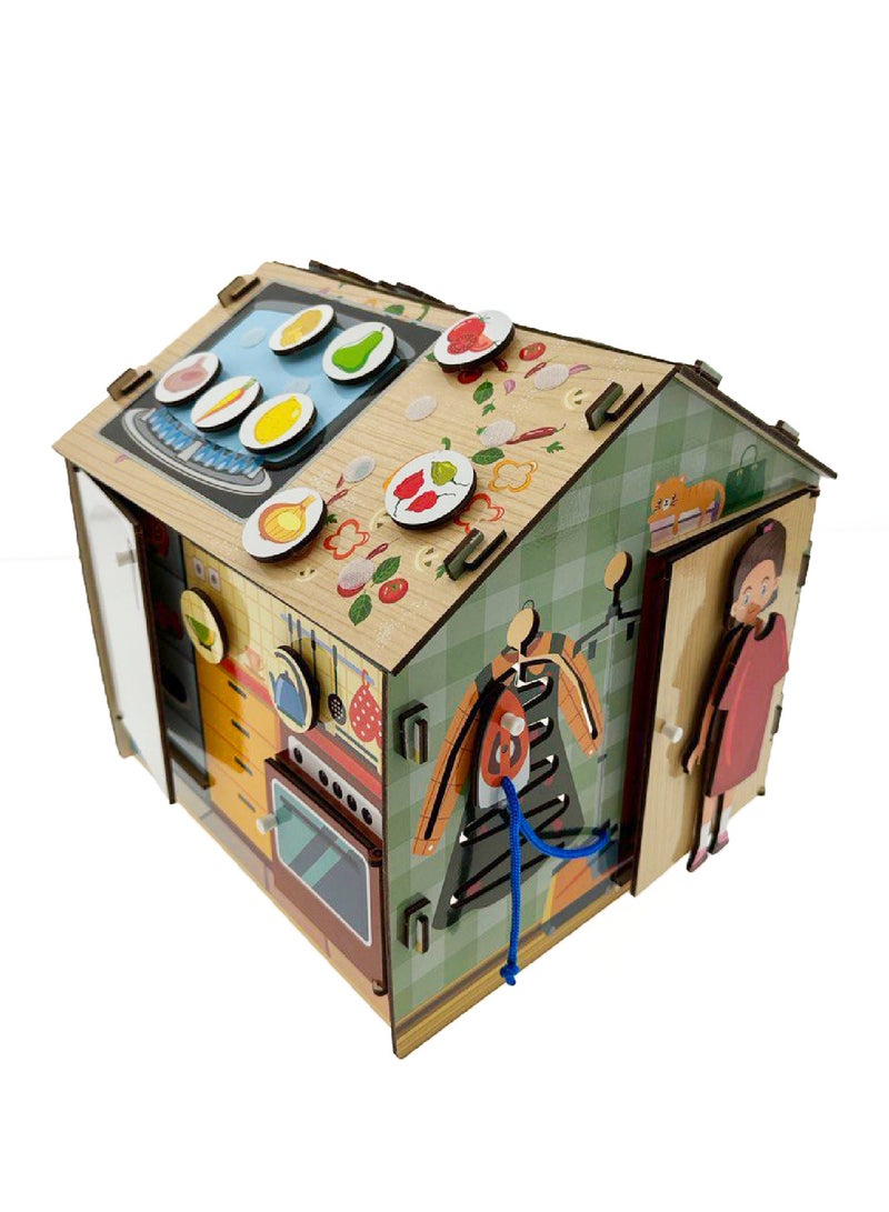FOFA FOFA Wooden Educational Board - Busy board - Housekeeping — A Magical World Full of Engaging Activities and Educational Games for 3 4 5 Years Old Girls Boys Gifts Travel Toy  - Image 1