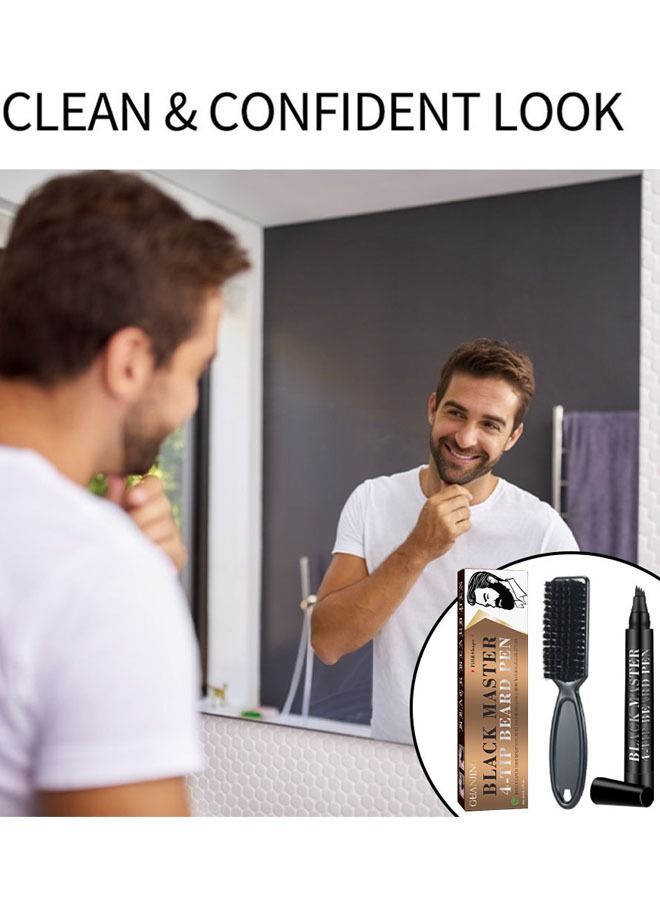 GUANJING Waterproof Men's Beard Pen Beard Care Beard Filling Pen Set, Durable Cover, Natural Appearance(Black) - Image 2