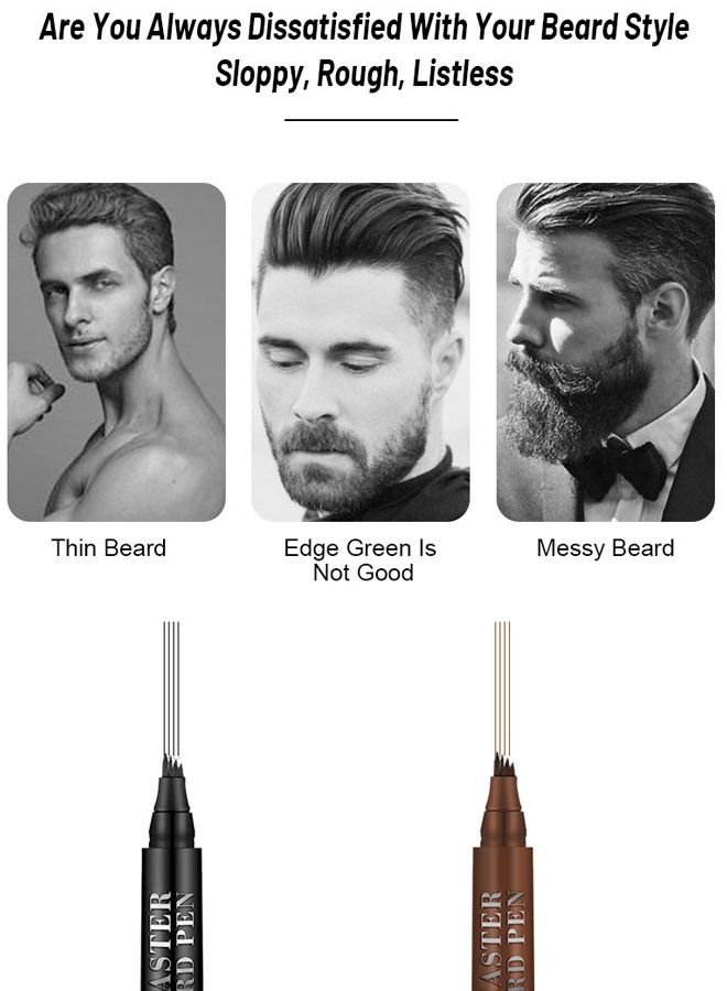 GUANJING Waterproof Men's Beard Pen Beard Care Beard Filling Pen Set, Durable Cover, Natural Appearance(Black) - Image 3