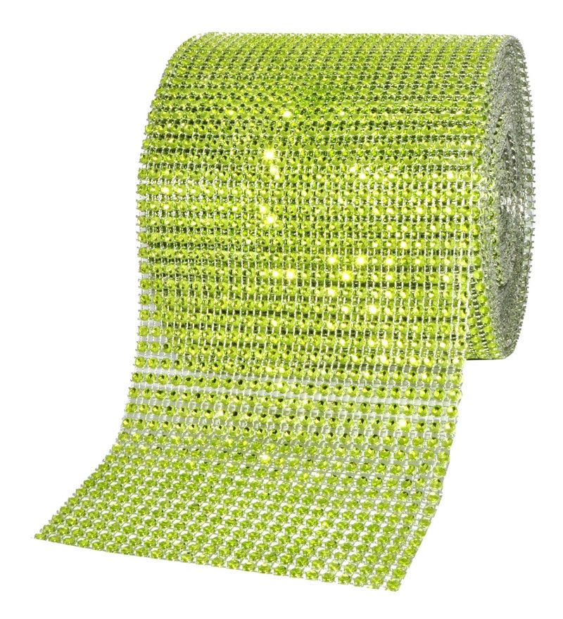 Mandala Crafts Lime Green Bling Wrap Rhinestone Ribbon - 4.75 in 10 Yds Crystal Rhinestones Mesh Ribbon - Diamond Wrap Rhinestone Strips Roll for Crafts Wedding Party Decoration - Image 1