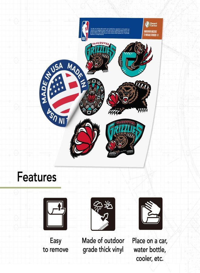 Desert Cactus Vancouver Grizzlies Sticker NBA Officially Licensed Vinyl Decal Laptop Water Bottle Car Scrapbook (Vintage T2-B) - Image 5