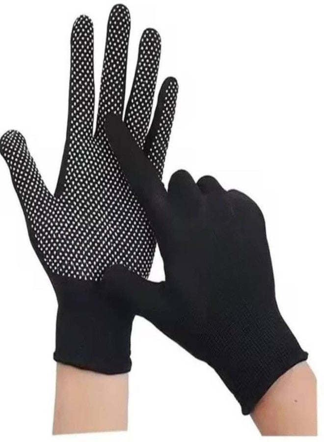 STEFFER Black & White PVC Cricket Batting Gloves for Men | Dotted Tennis Design | Lightweight & Durable | Flexible Grip with Secure Elastic Wrist - Image 1