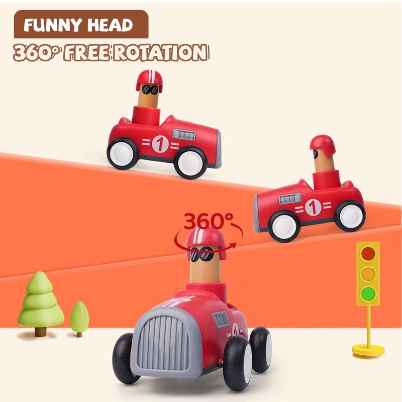 LiKee Toy Cars for Toddlers 1 2 3 4 Years Old Boy Girl, 4 Pcs Pull Back Cars for 18+ Months Baby Infant Gift, Kids Trucks Push and Go Back Friction Powered Vehicles (Transport) - Image 3