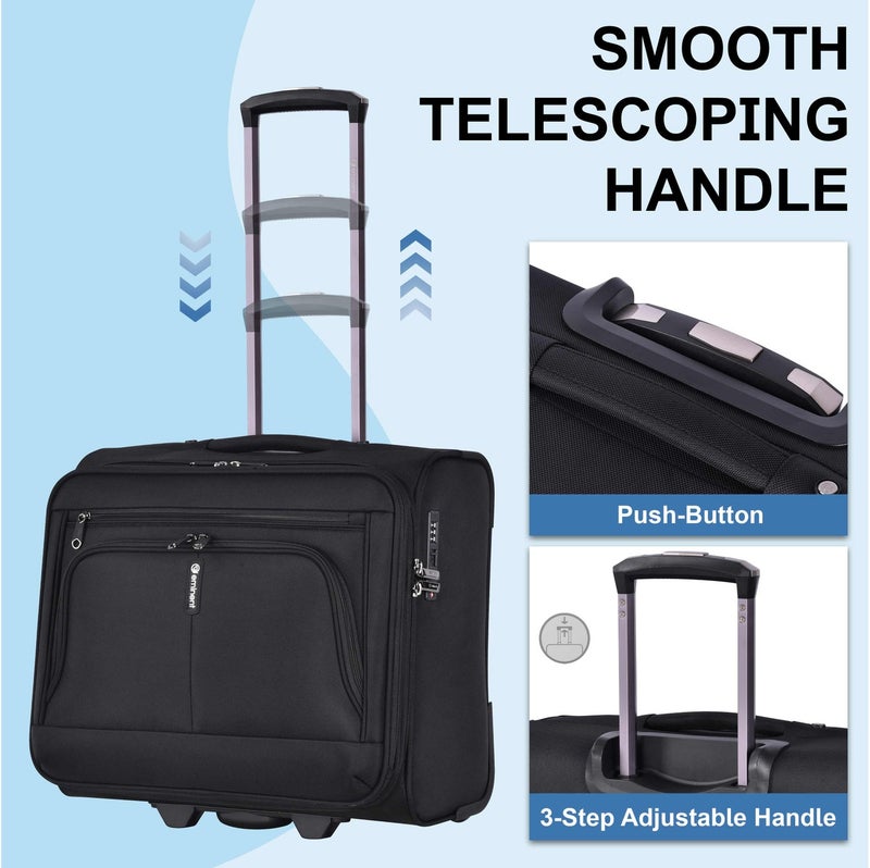 eminent Unisex 17inch Pilot Case 2 Wheel Laptop Trolley with Built-In TSA Lock and Safe Zipper for Business Travel, V325T-SZ-17, Black - Image 3