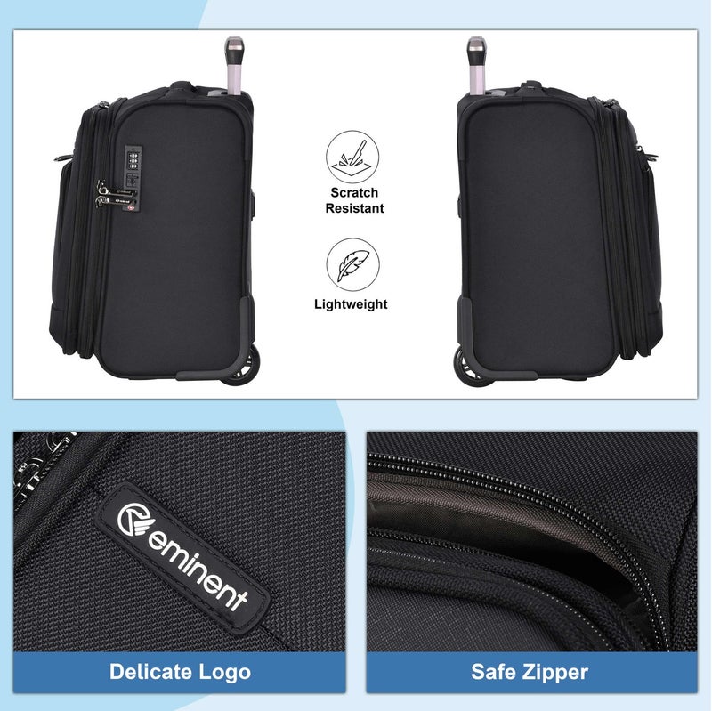eminent Unisex 17inch Pilot Case 2 Wheel Laptop Trolley with Built-In TSA Lock and Safe Zipper for Business Travel, V325T-SZ-17, Black - Image 5