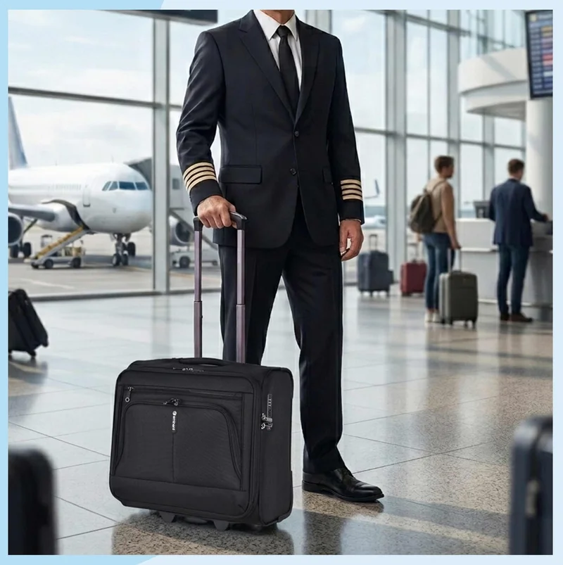Eminent Unisex 17inch Pilot Case 2 Wheel Laptop Trolley with Built-In TSA Lock and Safe Zipper for Business Travel, V325T-SZ-17, Black