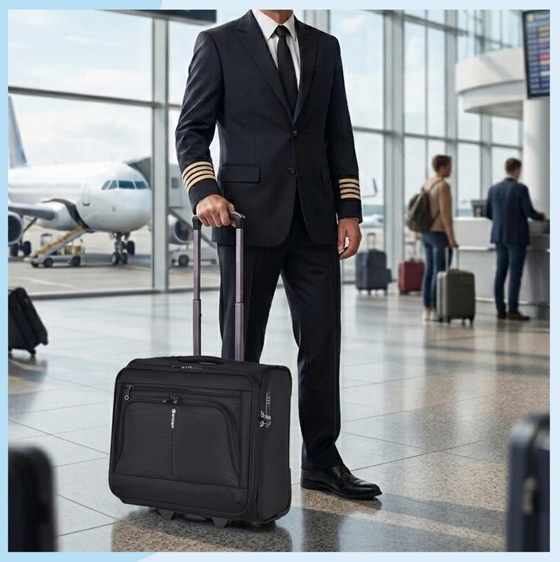 eminent Unisex 17inch Pilot Case 2 Wheel Laptop Trolley with Built-In TSA Lock and Safe Zipper for Business Travel, V325T-SZ-17, Black - Image 2