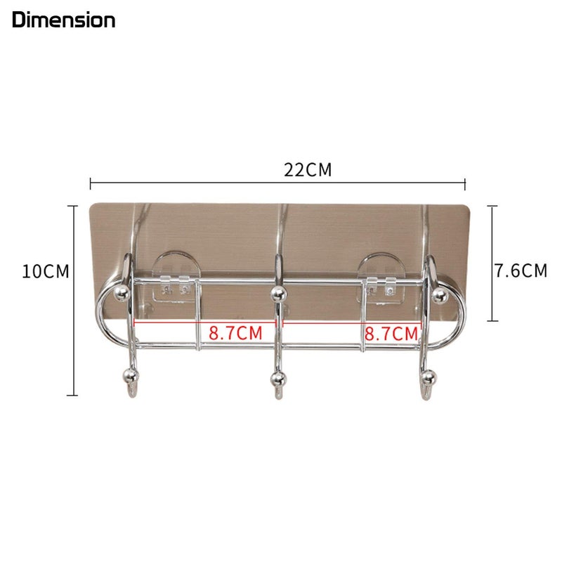 MORGHULIS Hook Hanger Wall Mount Kitchen Hook Towel Hanger Hook Hanger Without Drill Self Adhesive Bathroom Towel Hanger Key Holders for Wall 3 Hook Rail Utensil Rack Hook Rail Wall Hook 22 x 10 CM - Image 3