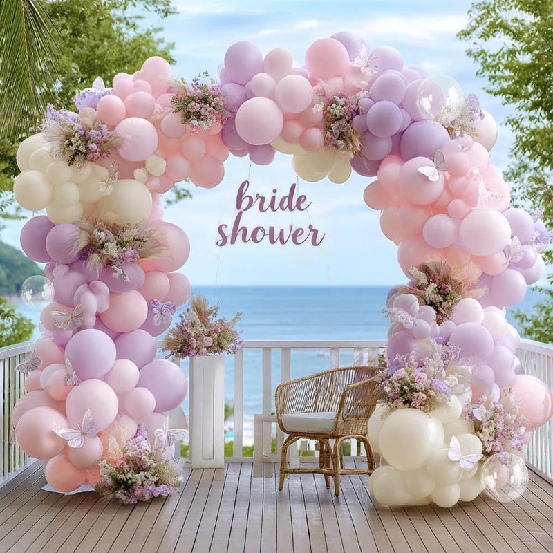 Partycus Pastel Pink Purple Balloon Arch Double Stuffed Light Pink Lavender Lilac Ivory Balloon Garland Kit with Bobo Latex for Baby Shower Bridal Wedding Princess Birthday Valentines Party Decoration - Image 3