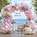 Partycus Pastel Pink Purple Balloon Arch Double Stuffed Light Pink Lavender Lilac Ivory Balloon Garland Kit with Bobo Latex for Baby Shower Bridal Wedding Princess Birthday Valentines Party Decoration - Image 2