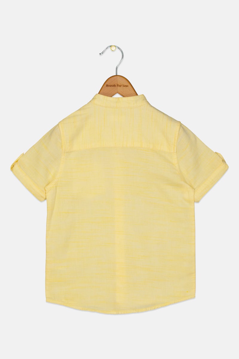 Hamleys Toddlers Boy Regular Fit Embroidered Logo Short Sleeve Shirt, Yellow - Image 3