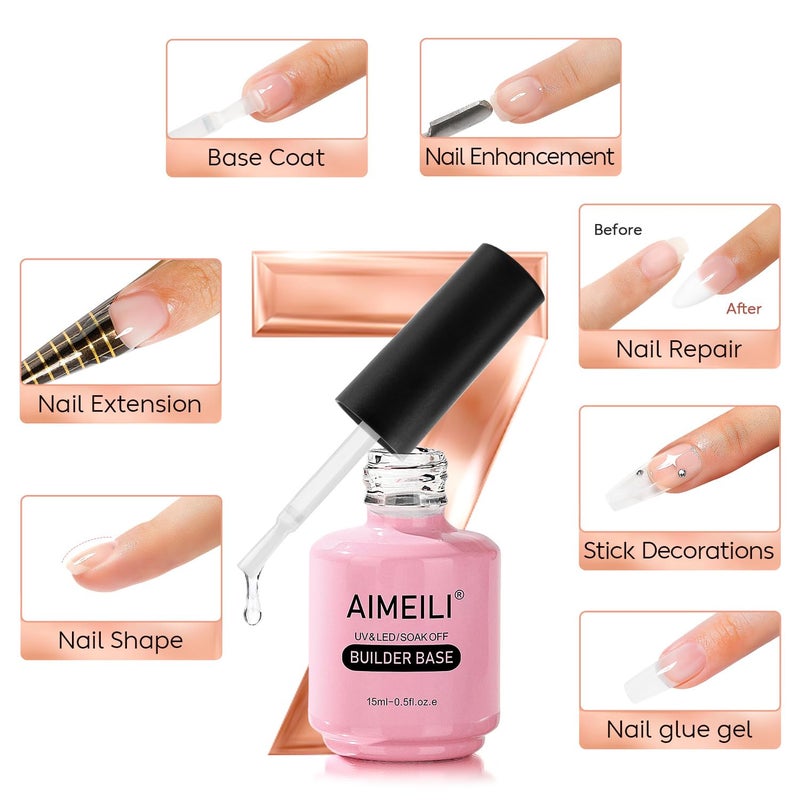 AIMEILI جيل بناء شفاف خالي من الهيمو AIMEILI لتمديد الأظافر، جل طلاء أظافر UV LED 15 مل - Image 2