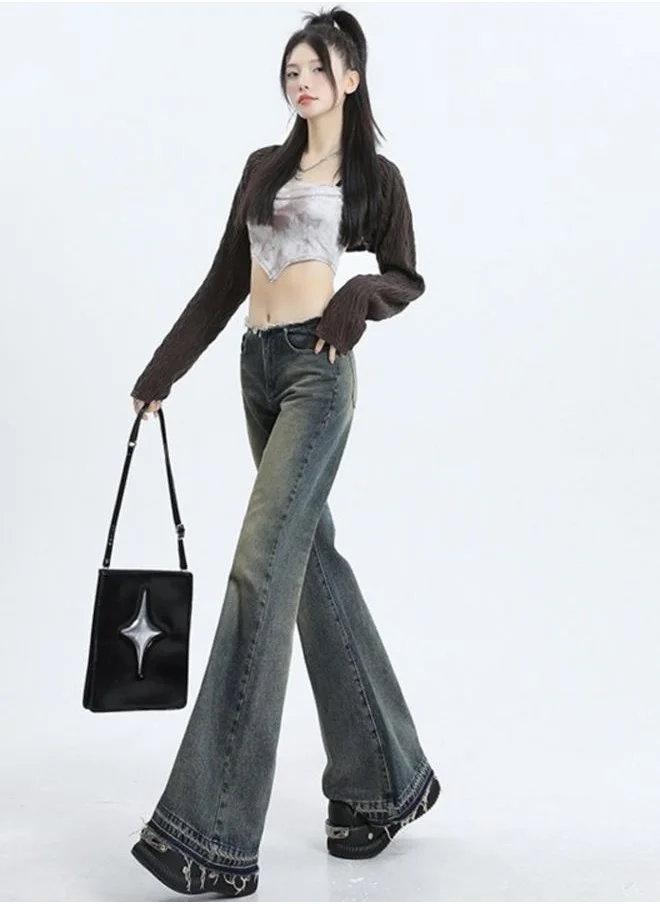 YUNIQEE Blue Flared Mid-Rise Light Fade Denim Jeans