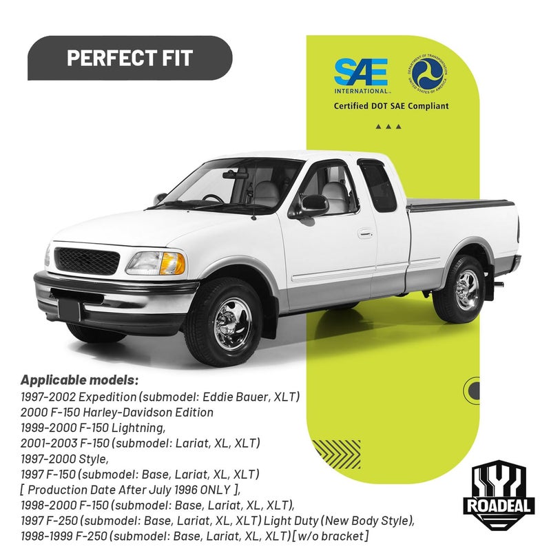 ROADEAL Headlights W/Bulbs for 1997-2003 Ford F150/1997-2002 Ford Expedition/1998-1999 F250 Selected with Signal Marker Light Driver & Passenger Side - Image 2