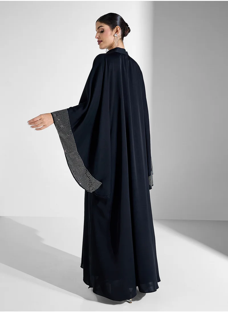 Khizana Abaya With Embellished Sleeves & Sheila