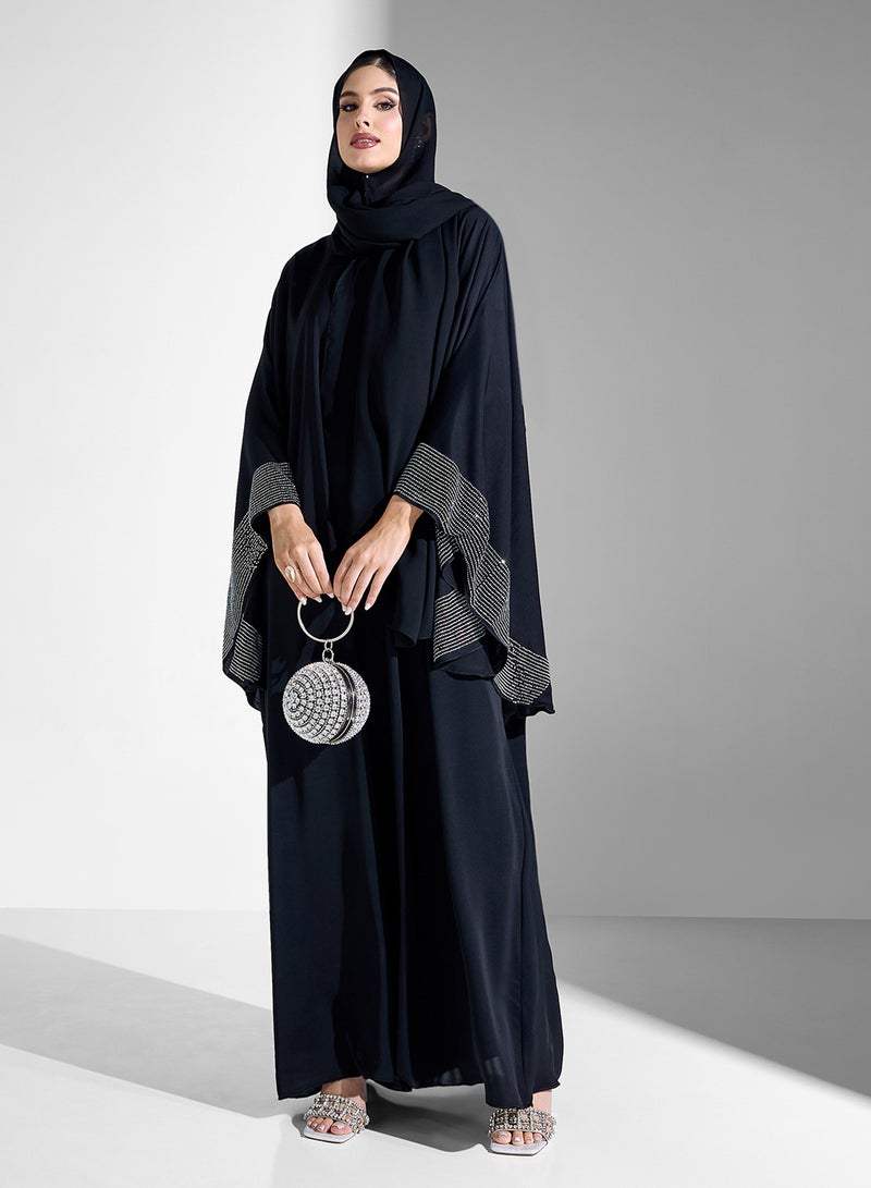 Khizana Abaya With Embellished Sleeves & Sheila - Image 5