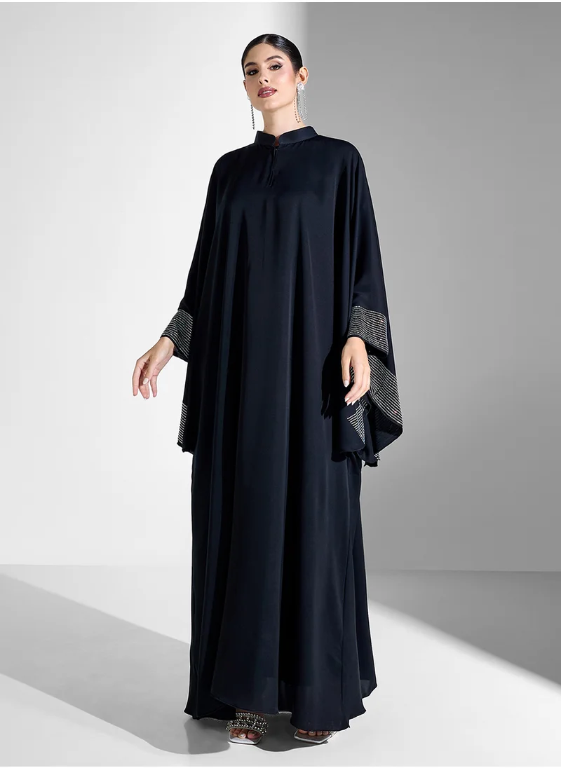 Khizana Abaya With Embellished Sleeves & Sheila